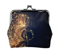 Monedero ligero con nota musical dorada con estampado de estrellas brillantes caídas, cartera minimalista para carreras de café y salidas locales, Black, Talla única, Bolsa para monedas