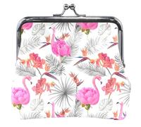 Monedero lindo blanco flamenco rosa personalizado para mujer hebilla de cuero beso cerradura monedero para niñas, Trend Flamingo Blanco, Clásico, Trend Flamingo Blanco, Clásico