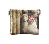 Monedero marrón con diseño de animales de granja curiosos, monedero delgado para hombre y mujer, Curious Farm Animals Brown, 4.33x3.74In, Curious Farm Animals Brown