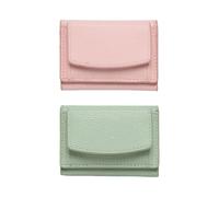Monedero mini de 2 piezas, monedero de piel sintética, cartera para mujer, monedero multicapa, soporte para tarjetas de crédito, monedero de mano, monedero de bolsillo, Pink, Talla única, moderno