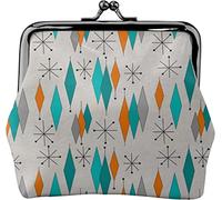 Monedero moderno de cuero para mujer, diseño de diamantes de mediados de siglo, pequeña bolsa de cambio con cierre de beso y hebilla para regalo de niña, Como se muestra en la imagen, Talla única,