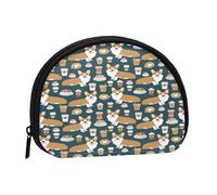 Monedero, Monedero, Monedero, Monedero, Mini Carteras para Mujeres y niñas, Regalo, Corgi y cafés, Lindo Perro Corgi, café, café con Leche
