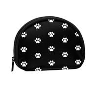 Monedero, Monedero, Monedero, Monedero, Mini Carteras para Mujeres y niñas, Regalo, Huellas de Perro Blanco sobre Fondo Negro
