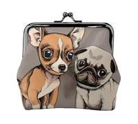 Monedero, Monederos Monedero Bolsa de Cambio Monedero Mini Carteras para Mujeres Niñas Chihuahua Bulldog Lindo Perro Pug Mascota Animal Amigos Cachorro