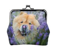 Monedero, Monederos Monedero Bolsa de Cambio Monedero Mini Carteras para Mujeres Niñas Chow-Chow Dulce y Esponjoso Perros Marrón Púrpura Salvaje