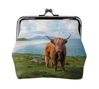 Monedero, Monederos Monedero Bolsa de Cambio Monedero Mini Carteras para Mujeres Niñas Highland Cow by The Sea