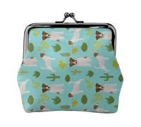 Monedero, Monederos Monedero Bolsa de Cambio Monedero Mini Carteras para Mujeres Niñas Jack Russell Terrier Cactus Menta Lindo Perro Jack Russell