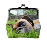 Monedero, Monederos Monedero Bolsa de Cambio Monedero Mini Carteras para Mujeres Niñas Perros Boxer Hierba Verde Mascotas Perros de césped