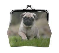 Monedero, Monederos Monedero Bolsa de Cambio Monedero Mini Carteras para Mujeres Niñas Pug Bokeh Cachorro Perros Césped Mascotas Pug