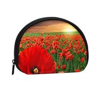 Monedero,Monederos Monedero Bolsa de Cambio Monedero Mini Carteras para Mujeres Niñas Regalo,Campo de Amapolas Atardecer Hermoso Campo de Flores