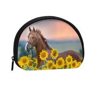 Monedero,Monederos Monedero Bolsa de Cambio Monedero Mini Carteras para Mujeres Niñas Regalo,Estampado de Caballo de Girasol Amarillo