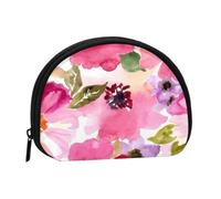 Monedero,Monederos Monedero Bolsa de Cambio Monedero Mini Carteras para Mujeres Niñas Regalo,Flores de Acuarela Rosa Fucsia