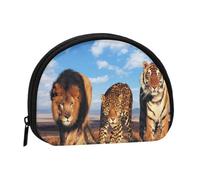 Monedero,Monederos Monedero Bolsa de Cambio Monedero Mini Carteras para Mujeres Niñas Regalo,León Leopardo y Tigre Lucha por Alimentos Impreso