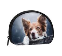 Monedero, Monederos Monedero Bolsa de Cambio Monedero Mini Carteras para Mujeres Niñas Regalo, Marrón Border Collie Bokeh Dios con Ojos Amarillos