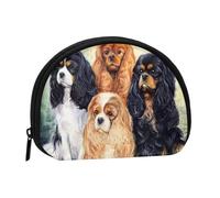 Monedero,Monederos Monedero Bolsa de Cambio Monedero Mini Carteras para Mujeres Niñas Regalo,Negro Dorado Cavalier King Charles Spaniel