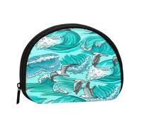 Monedero,Monederos Monedero Bolsa de Cambio Monedero Mini Carteras para Mujeres Niñas Regalo,Olas Bosquejo Gaviota Pájaros