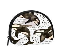 Monedero,Monederos Monedero Bolsa de Cambio Monedero Mini Carteras para Mujeres Niñas Regalo,Orcas de Acuarela
