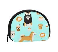 Monedero,Monederos Monedero Bolsa de Cambio Monedero Mini Carteras para Mujeres Niñas Regalo,Patrón de Perro con Estampado de Café Shiba Inu
