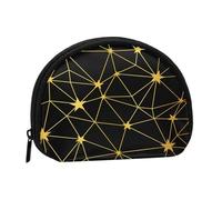 Monedero,Monederos Monedero Bolsa de Cambio Monedero Mini Carteras para Mujeres Niñas Regalo,Patrón sin Costuras de Red de Estrellas Negras Doradas