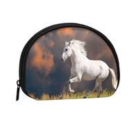 Monedero,Monederos Monedero Bolsa de Cambio Monedero Mini Carteras para Mujeres Niñas Regalo,Patrón de Caballos Blancos