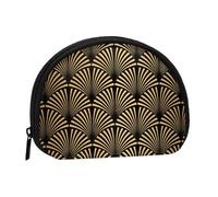 Monedero,Monederos Monedero Bolsa de Cambio Monedero Mini Carteras para Mujeres Niñas Regalo,Patrón Art Deco Sin Costuras Negro Oro
