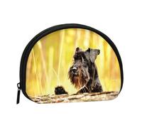 Monedero,Monederos Monedero Bolsa de Cambio Monedero Mini Carteras para Mujeres Niñas Regalo,Schnauzer Miniatura Bosque Mascotas Perros Negros