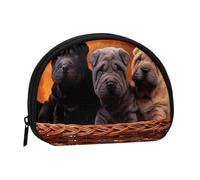 Monedero,Monederos Monedero Bolsa de Cambio Monedero Mini Carteras para Mujeres Niñas Regalo,Shar Pei Cachorro Negro Perros Pequeños Gris Cachorro Mascotas