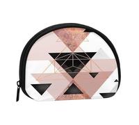 Monedero,Monederos Monedero Bolsa de Cambio Monedero Mini Carteras para Mujeres Niñas Regalo,Triángulo Geométrico de Mármol de Oro Rosa
