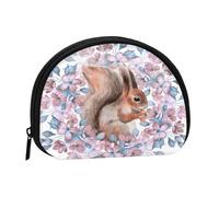 Monedero,Monederos Monedero Cambio Bolsa Monedero Mini Carteras para Mujeres Niñas Regalo,Ardilla de Dibujos Animados con Flores