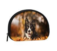 Monedero,Monederos Monedero Cambio Bolsa Monedero Mini Carteras para Mujeres Niñas Regalo,Border Collie Bokeh Otoño Negro Border Collie