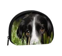 Monedero,Monederos Monedero Cambio Bolsa Monedero Mini Carteras para Mujeres Niñas Regalo,Border Collie Mascotas Hierba Negro Border Collie