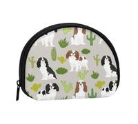 Monedero,Monederos Monedero Cambio Bolsa Monedero Mini Carteras para Mujeres Niñas Regalo,Cavalier King Charles Spaniel Perro con Lindo Cactus