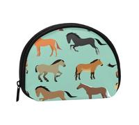 Monedero,Monederos Monedero Cambio Bolsa Monedero Mini Carteras para Mujeres Niñas Regalo,Patrón sin Costuras con Caballos en Estilo Plano