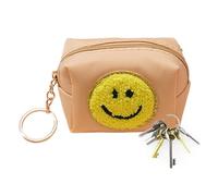 Monedero Mujer Monedero Caracterizado por un diseño único con bordado, lindo llavero con monedero, Monedero multiusos impermeable para mujeres, niñas, llaves de tiendas, joyas, beige, Fare riferimento