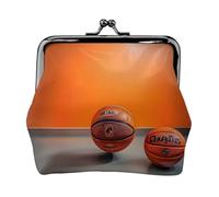Monedero naranja de baloncesto, pequeño kit de viaje, bolsa de almacenamiento para escapadas de fin de semana y viajes de negocios, Black, Talla única, Bolsa para monedas