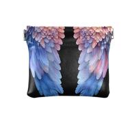 Monedero negro con alas de ángel de fantasía para mujer, cartera pequeña para niños, Fantasy Angel Wings Black-1, 4.33x3.74In, Fantasy Angel Wings Black-1