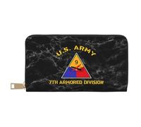 Monedero Novena División Blindada del Ejército De Los EE. UU. SSI Portamonedas Muchas Ranuras para Tarjetas Billetera De Cuero Vintage Coin Purse Monedero para Damas, Niña, Adolescente