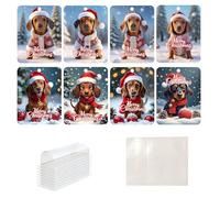 Monedero para efectivo, tarjetas de Navidad | 8 monedas tarjetas de dinero monedero de perro de dibujos animados - Divertidos Colgantes de Navidad con sobres, adornos de vacaciones para árbol, b, Se