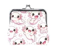 Monedero para mujer, 11.4 cm de largo x 10.4 cm de alto, bonito color rosa ajolote, talla única, bonito color rosa ajolote, Lindo Axolotl Rosa, one size, Lindo Axolotl Rosa