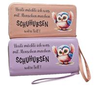 Monedero para mujer con texto en inglés "Hoy quiero hacer lo que con la gente haría lo que los zapatos serían geniales!" - Cartera divertida con diseño de búhos - Regalo para mujeres, mamá, abuela
