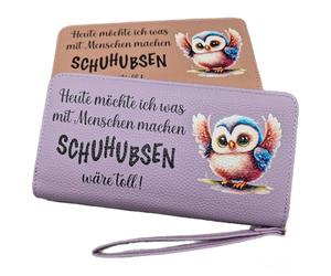 Monedero para mujer con texto en inglés "Hoy quiero hacer lo que con la gente haría lo que los zapatos serían geniales!" - Cartera divertida con diseño de búhos - Regalo para mujeres, mamá, abuela