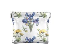 Monedero para mujer, diseño de crisantemo, color azul, azul, (Chrysanthemum Blue), 4.3" x 3.7", Aprieta