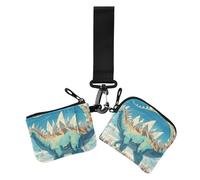 Monedero para mujer, diseño de dinosaurio, estilo surrealista, monedero, monedero, monedero, monedero, monedero con llavero, color azul, 2 unidades, Dinosaurio Concierto Estilo Surrealista Azul, 1