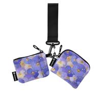 Monedero para mujer, diseño de flores abstractas, pensamientos morados, tarjetero de gran capacidad, organizador de tarjetas de crédito con bolsillo con cremallera para mujer, 2 paquetes de carteras
