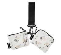 Monedero para mujer, diseño de flores blancas lavadas a tinta, tarjetero, tamaño compacto, monedero con cremallera y bolsillo para monedas para el trabajo, viajes, 2 unidades