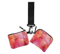 Monedero para mujer, diseño de mármol, color rosa intenso melocotón, tarjetero, delgado, desmontable, con cremallera, con correa de muñeca, para el trabajo, viajes, 2 unidades, Mármol rosa intenso
