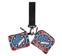 Monedero para mujer, diseño del Día de la Independencia del 4 de julio, con bolsillo con cremallera, para mujer, pequeño, desmontable, para tarjetas de visita, organizador de dinero con bolsillo con
