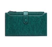 Monedero para mujer | Estuche de piel sintética | Cartera de mujer, adecuado para tarjetas bancarias, billetes plegados, llaves, auriculares, lápiz labial, viajes y negocios, Azul malaquita., Ver