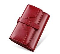 Monedero para Mujer Women's Foldable Simple Wallet Compact Short(Rouge)