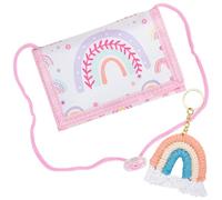 Monedero para niños con diseño de arco iris - triple pliegue monedero niña con llavero - Monedero infantil y cartera para niños - Monedero elegante regalo